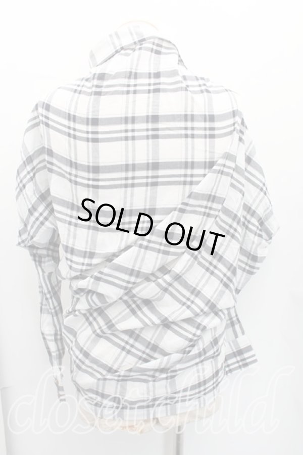 画像2: ヴィヴィアンウエストウッド MAN 中古 / チェックアシンメトリックシャツ FREE 白ｘ黒  H-26-02-08-022-bl-OD-ZH (2)