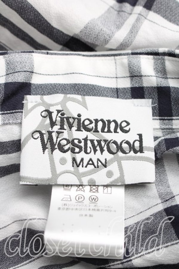 画像3: ヴィヴィアンウエストウッド MAN 中古 / チェックアシンメトリックシャツ FREE 白ｘ黒  H-26-02-08-022-bl-OD-ZH (3)