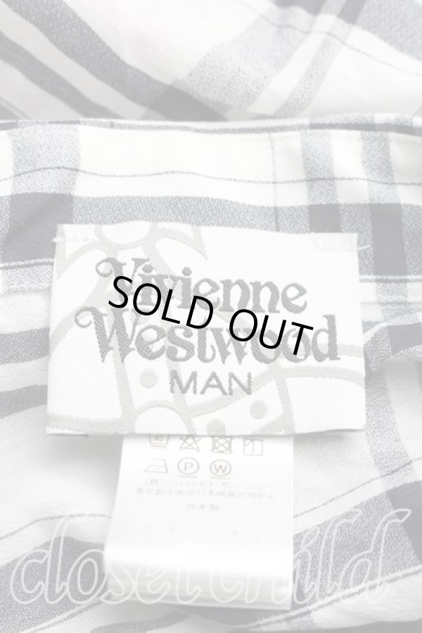 画像3: ヴィヴィアンウエストウッド MAN 中古 / チェックアシンメトリックシャツ FREE 白ｘ黒  H-26-02-08-022-bl-OD-ZH (3)