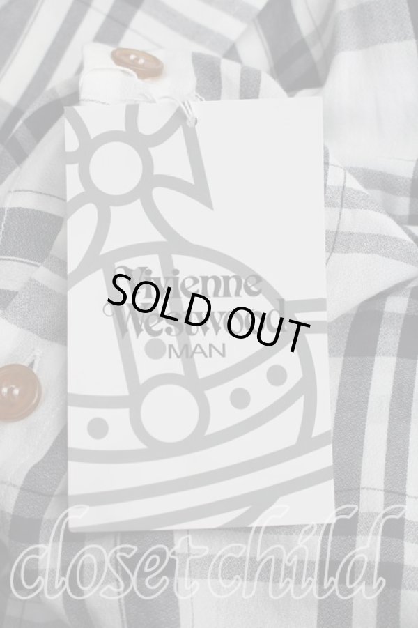 画像6: ヴィヴィアンウエストウッド MAN 中古 / チェックアシンメトリックシャツ FREE 白ｘ黒  H-26-02-08-022-bl-OD-ZH (6)