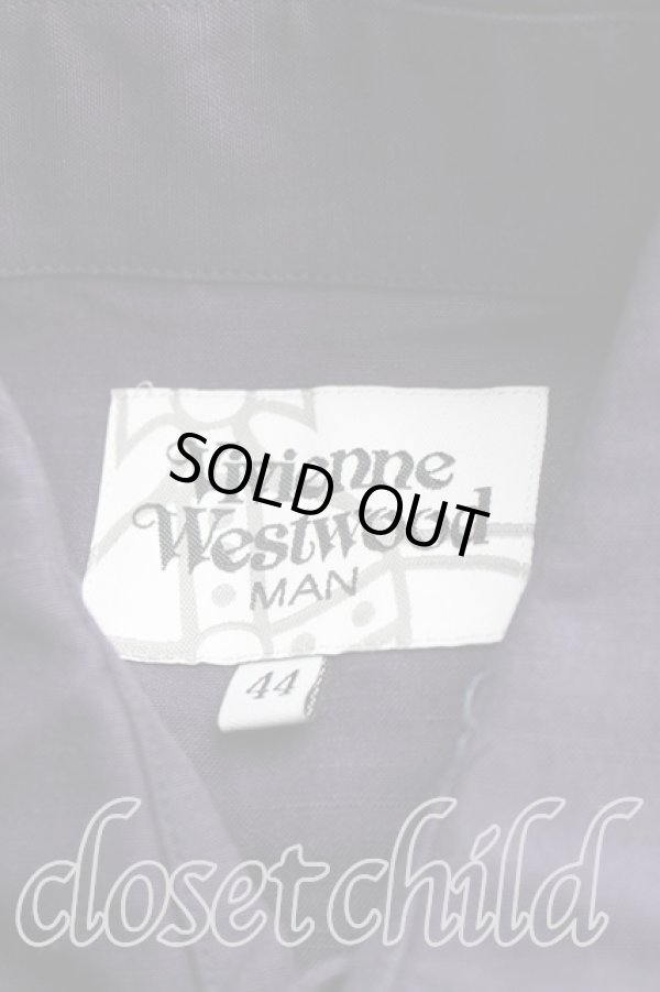 画像3: ヴィヴィアンウエストウッド MAN 中古 / オーブ刺繍ロングシャツ 44（メンズS相当） 紺  H-26-02-08-023-bl-OD-ZH (3)