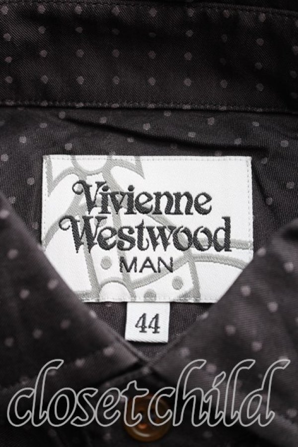 画像3: ヴィヴィアンウエストウッド MAN 中古 / オーブ刺繍ドットシャツ 44（メンズS相当） 茶  H-26-02-08-024-bl-OD-ZH (3)