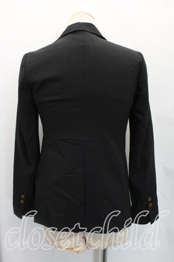 画像2: ヴィヴィアンウエストウッド MAN 中古 / グラフチェックシングルジャケット 44（メンズS相当） 黒  H-26-02-08-001-jc-OD-ZH (2)