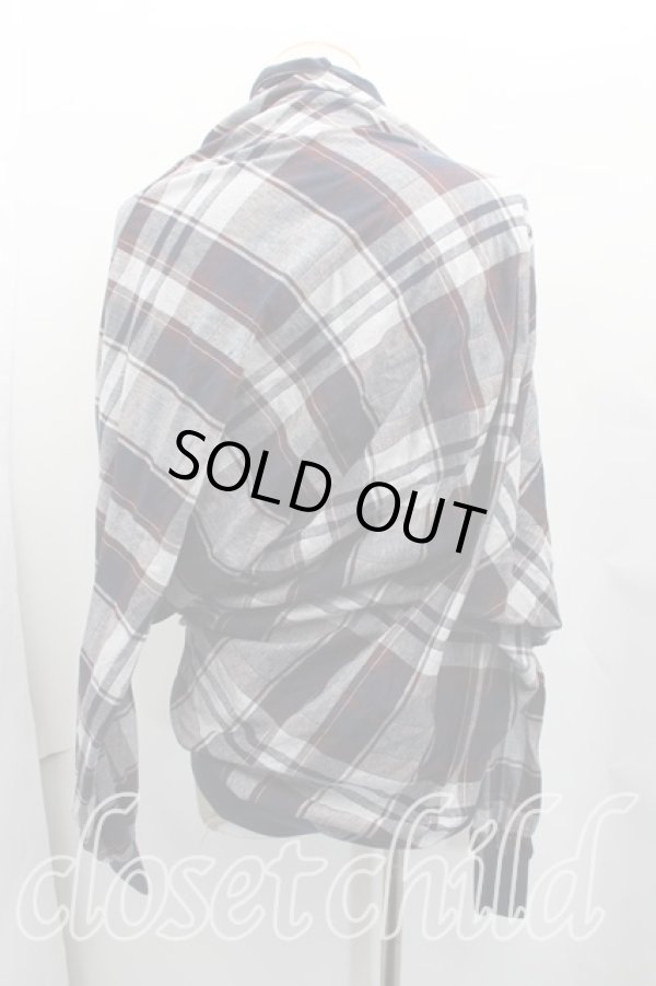 画像2: ヴィヴィアンウエストウッド MAN 中古 / チェックドルマンカーディガン FREE 紺  H-26-02-08-040-to-OD-ZH (2)