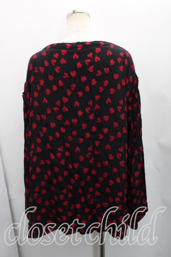 画像2: ヴィヴィアンウエストウッド 中古 / ハート総柄トップス 00（ワンサイズ） 黒ｘ赤  H-26-02-08-042-to-OD-ZH (2)