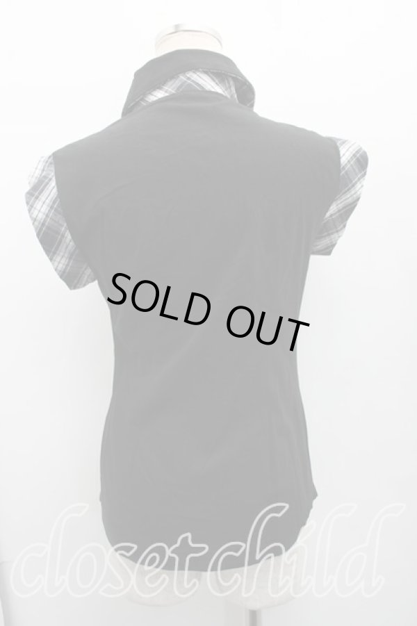 画像2: ヴィヴィアンウエストウッド 中古 / タータンチェック切替ノースリーブカットソー 2（9号相当） 黒  H-26-02-08-044-to-OD-ZH (2)