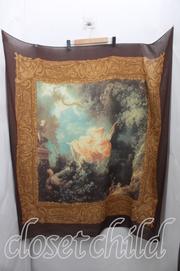 画像2: ヴィヴィアンウエストウッド 中古 / フラゴナール（ブランコ）額縁大判ストール  茶  H-26-02-08-093-gd-OD-ZH (2)