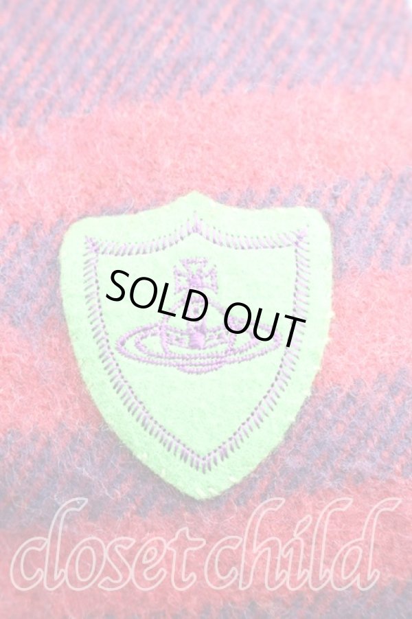 画像2: ヴィヴィアンウエストウッド 中古 / タータンチェックマフラー  赤  H-26-02-08-101-gd-OD-ZH (2)