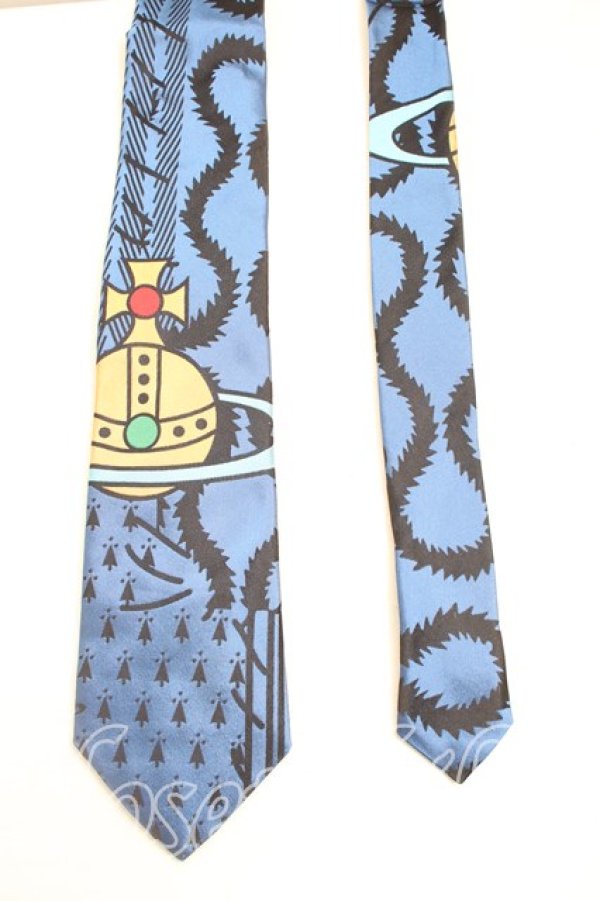 画像2: ヴィヴィアンウエストウッド MAN 中古 / BIGオーブネクタイ  青  H-26-02-08-104-gd-OD-ZH (2)