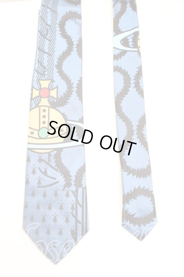 画像2: ヴィヴィアンウエストウッド MAN 中古 / BIGオーブネクタイ  青  H-26-02-08-104-gd-OD-ZH (2)