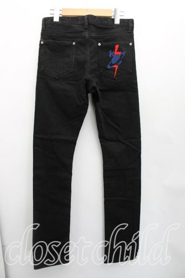 画像2: ヴィヴィアンウエストウッド MAN 中古 / スラッシュオーブptスキニーデニム 42（メンズXS相当） 黒  H-26-02-08-017-pa-OD-ZH (2)