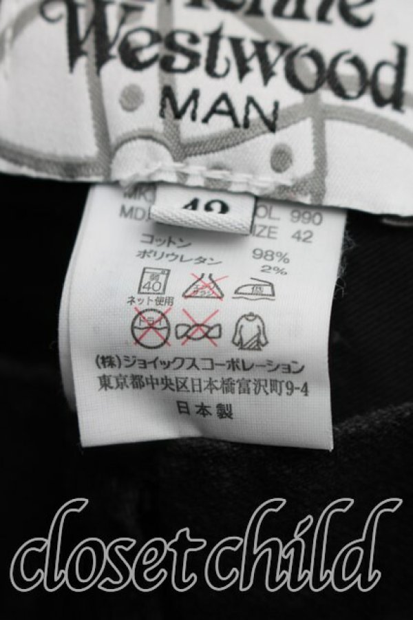 画像4: ヴィヴィアンウエストウッド MAN 中古 / スラッシュオーブptスキニーデニム 42（メンズXS相当） 黒  H-26-02-08-017-pa-OD-ZH (4)