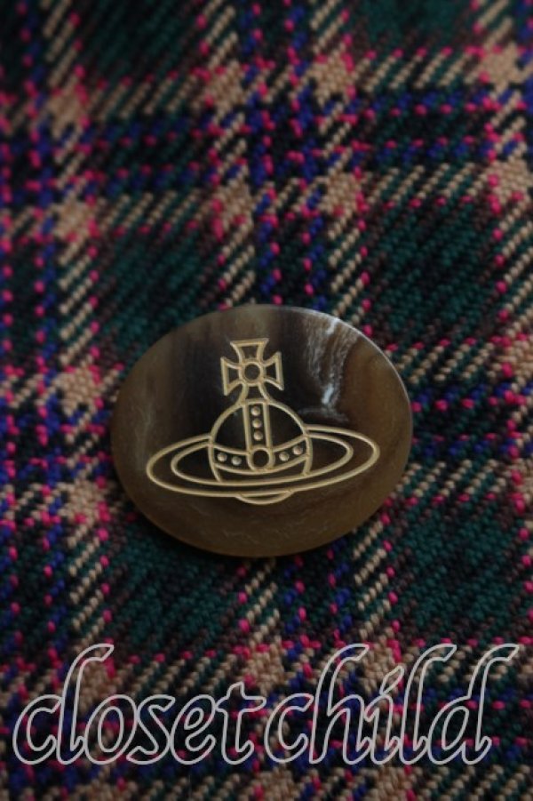 画像6: ヴィヴィアンウエストウッド 中古 / タータンチェックコート 40（9号相当） 緑  H-26-02-15-022-co-OD-ZH (6)