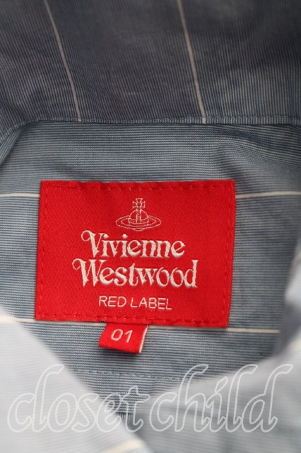 画像3: ヴィヴィアンウエストウッド 中古 / オーブ刺繍変形シャツ 01（7号相当） 青  H-26-02-15-024-pa-OD-ZH (3)