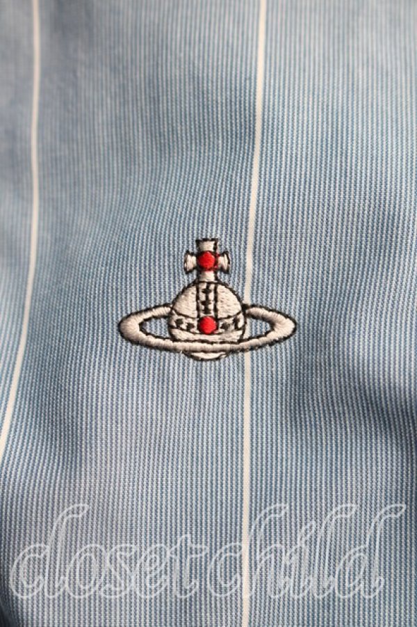 画像6: ヴィヴィアンウエストウッド 中古 / オーブ刺繍変形シャツ 01（7号相当） 青  H-26-02-15-024-pa-OD-ZH (6)