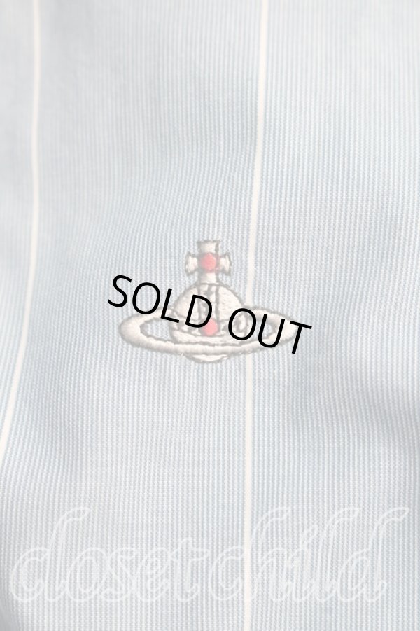 画像6: ヴィヴィアンウエストウッド 中古 / オーブ刺繍変形シャツ 01（7号相当） 青  H-26-02-15-024-pa-OD-ZH (6)