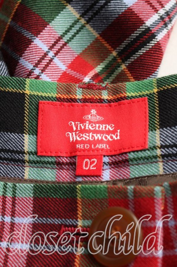 画像3: ヴィヴィアンウエストウッド 中古 / タータンチェックワイドパンツ 02（9号相当） 赤x緑  H-26-02-15-030-pa-OD-ZH (3)