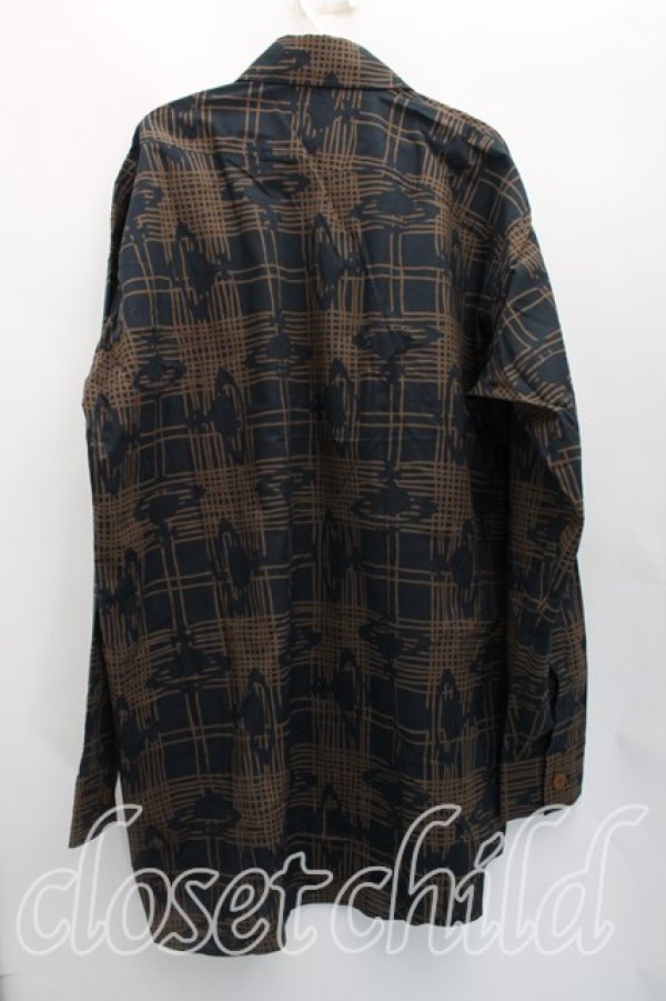 画像2: ヴィヴィアンウエストウッド MAN 中古 / MESSY ORB CHECKアシメシャツ FREE 緑  H-26-02-15-034-bl-OD-ZH (2)