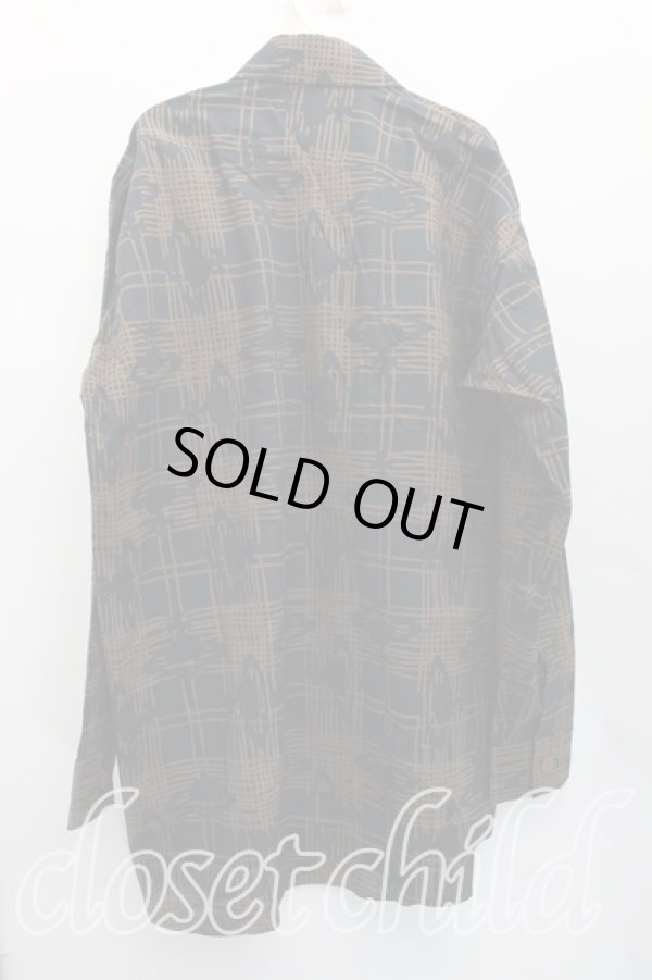 画像2: ヴィヴィアンウエストウッド MAN 中古 / MESSY ORB CHECKアシメシャツ FREE 緑  H-26-02-15-034-bl-OD-ZH (2)