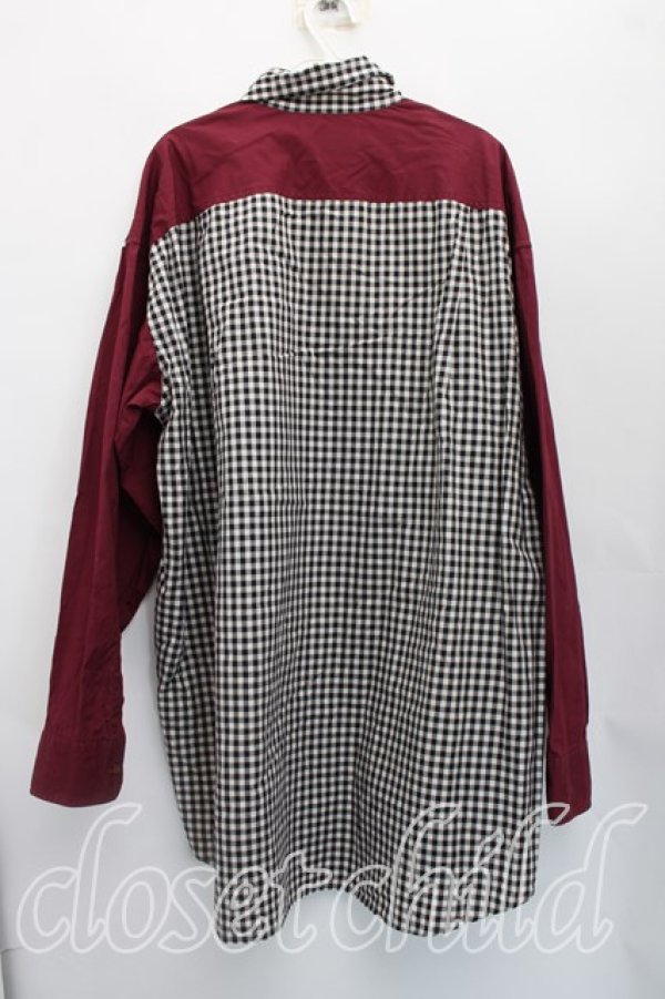 画像2: ヴィヴィアンウエストウッド MAN 中古 / ギンガムチェックアシメシャツ 48（メンズL相当） 黒ｘボルドー  H-26-02-15-035-bl-OD-ZH (2)