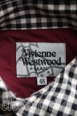 画像3: ヴィヴィアンウエストウッド MAN 中古 / ギンガムチェックアシメシャツ 48（メンズL相当） 黒ｘボルドー  H-26-02-15-035-bl-OD-ZH (3)