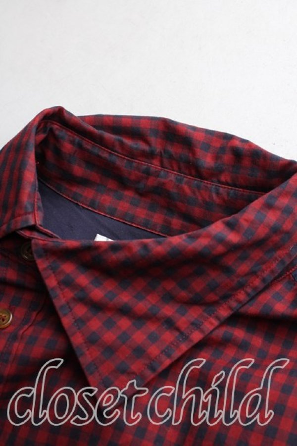 画像5: ヴィヴィアンウエストウッド MAN 中古 / ギンガムチェックアシメシャツ 48（メンズL相当） 紺ｘボルドー  H-26-02-15-036-bl-OD-ZH (5)