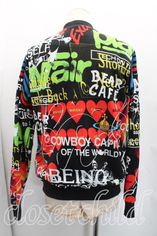 画像2: ヴィヴィアンウエストウッド 中古 / MEANINGLESS　STRIPPEDトラックジャケット M 黒  H-26-02-15-001-jc-OD-ZH (2)