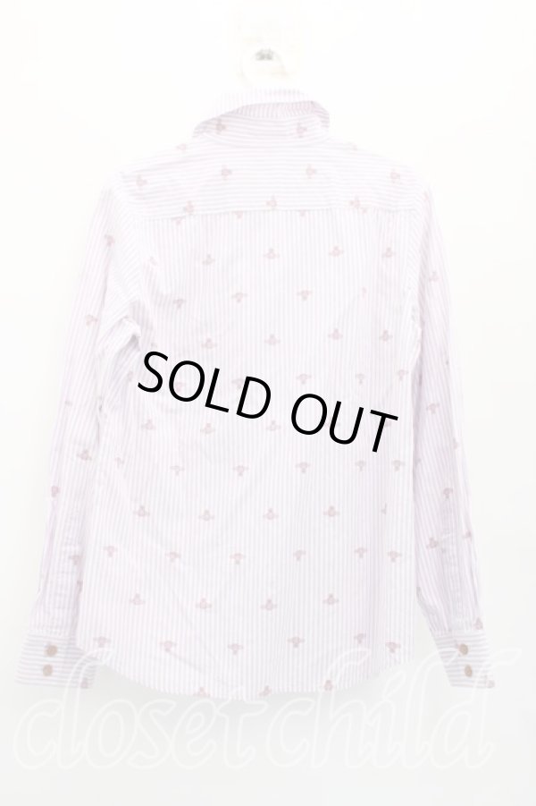 画像2: ヴィヴィアンウエストウッド 中古 / オーブ総柄ストライプシャツ 2（9号相当） 紫  H-26-02-15-038-bl-OD-ZH (2)