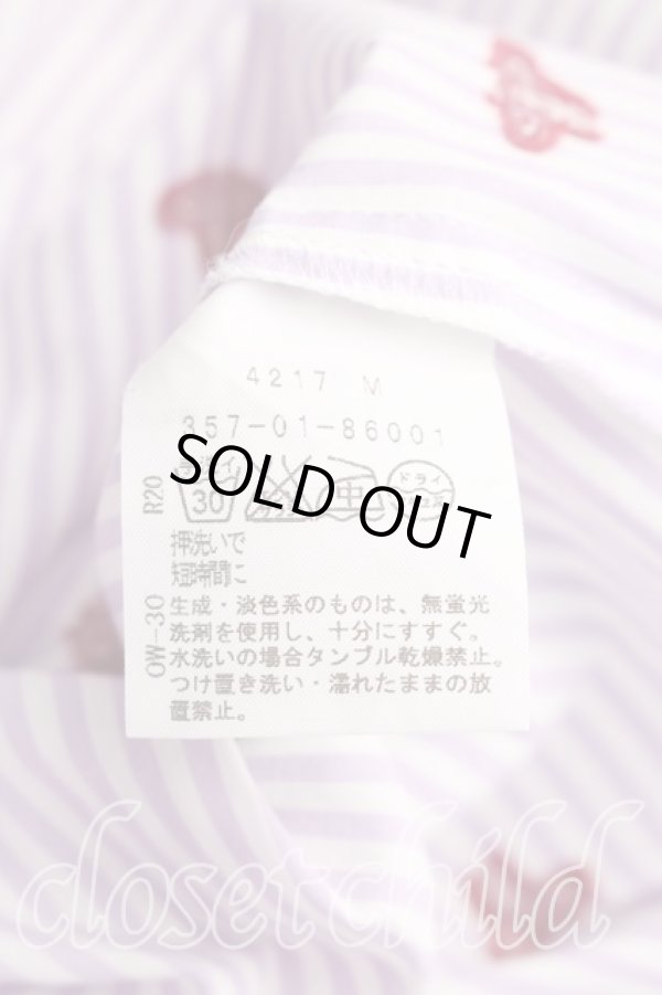 画像4: ヴィヴィアンウエストウッド 中古 / オーブ総柄ストライプシャツ 2（9号相当） 紫  H-26-02-15-038-bl-OD-ZH (4)