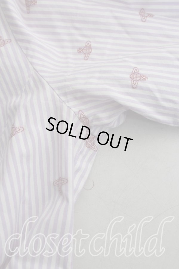 画像7: ヴィヴィアンウエストウッド 中古 / オーブ総柄ストライプシャツ 2（9号相当） 紫  H-26-02-15-038-bl-OD-ZH (7)