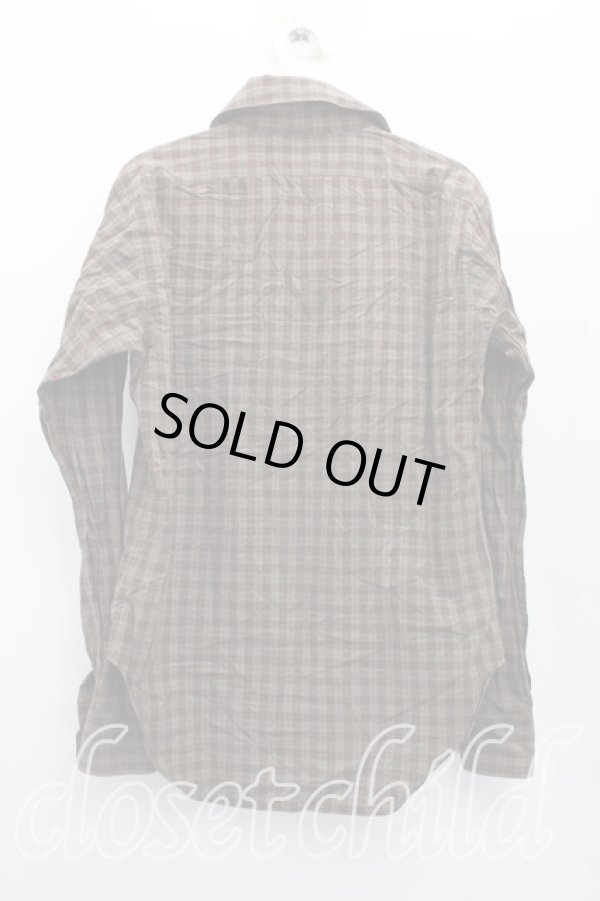 画像2: ヴィヴィアンウエストウッド MAN 中古 / チェックアシメシャツ 44（メンズS相当） 茶  H-26-02-15-041-bl-OD-ZH (2)