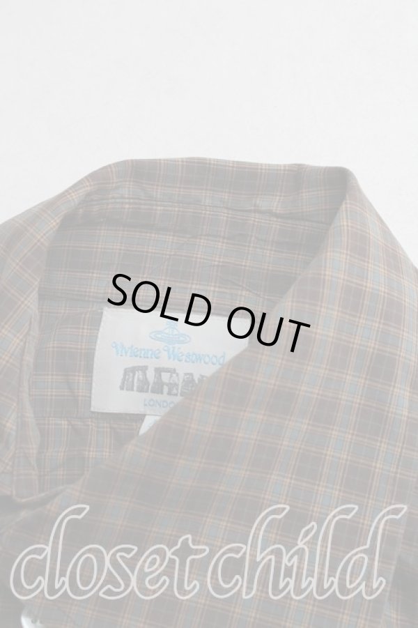 画像6: ヴィヴィアンウエストウッド MAN 中古 / チェックアシメシャツ 44（メンズS相当） 茶  H-26-02-15-041-bl-OD-ZH (6)