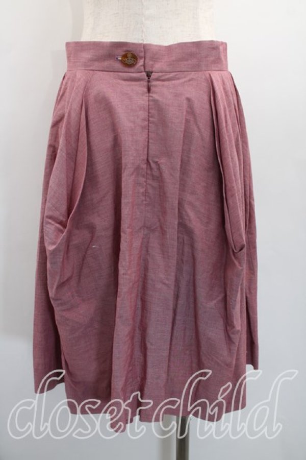 画像2: ヴィヴィアンウエストウッド 中古 / プリーツスカート 2（9号相当） 赤  H-26-02-15-046-sk-OD-ZH (2)