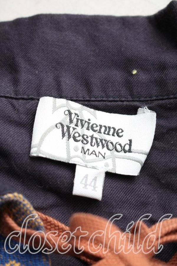 画像3: ヴィヴィアンウエストウッド MAN 中古 / グラフティオーブ総柄ポロ 44（メンズS相当） 青  H-26-02-15-054-to-OD-ZH (3)