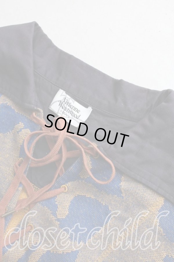 画像6: ヴィヴィアンウエストウッド MAN 中古 / グラフティオーブ総柄ポロ 44（メンズS相当） 青  H-26-02-15-054-to-OD-ZH (6)