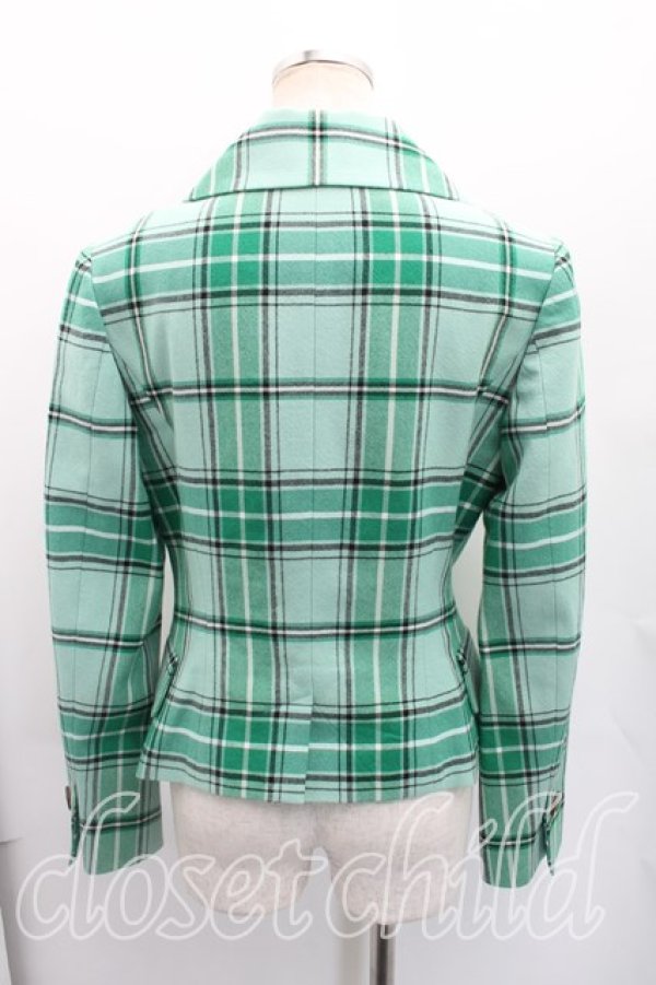 画像2: ヴィヴィアンウエストウッド 中古 / タータンチェックジャケット 02（9号相当) 緑  H-26-02-15-006-jc-OD-ZH (2)