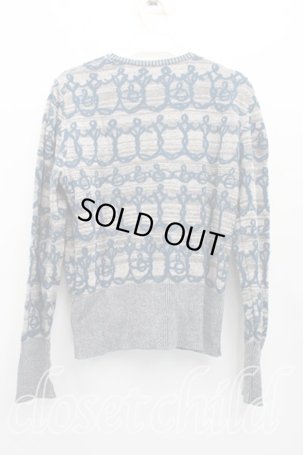 画像2: ヴィヴィアンウエストウッド 中古 / チェーンオーブカーディガン 3（11号相当） 灰ｘ青  H-26-02-15-057-to-OD-ZH (2)