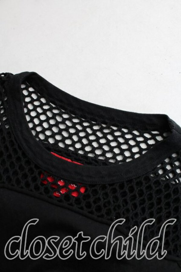 画像7: ヴィヴィアンウエストウッド 中古 / ラインオーブ刺繍メッシュカットソー 02（9号相当） 黒  H-26-02-15-064-to-OD-ZH (7)