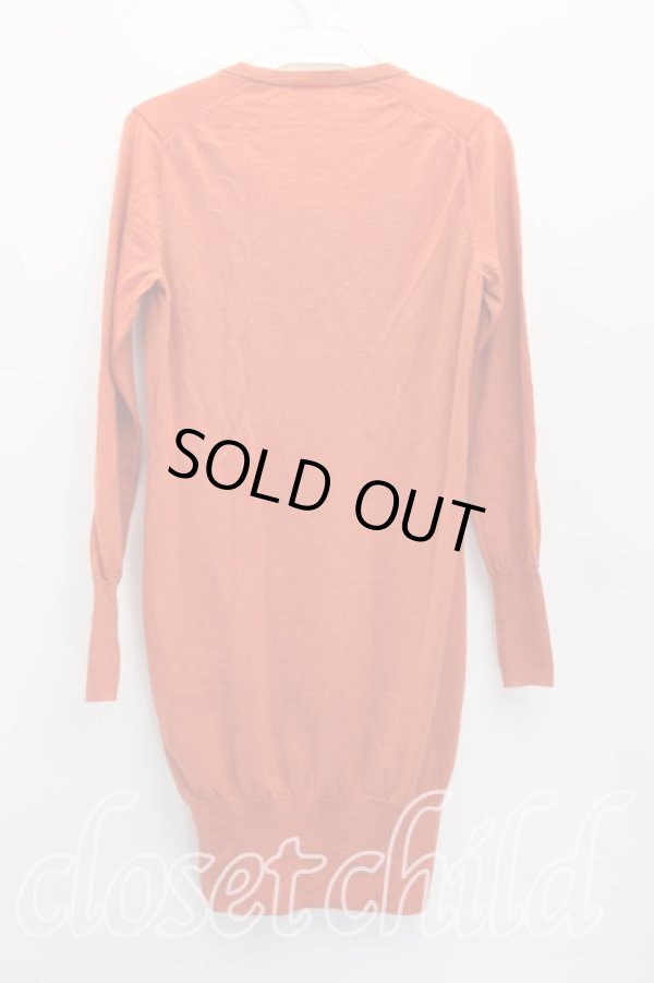 画像2: ヴィヴィアンウエストウッド 中古 / 単色オーブ刺繍ロングニット 2（9号相当） オレンジ  H-26-02-15-069-to-OD-ZH (2)