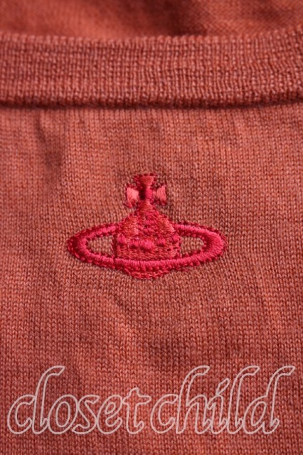 画像6: ヴィヴィアンウエストウッド 中古 / 単色オーブ刺繍ロングニット 2（9号相当） オレンジ  H-26-02-15-069-to-OD-ZH (6)