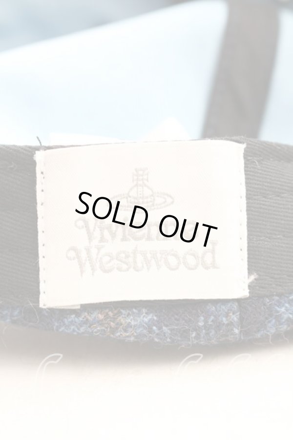 画像4: ヴィヴィアンウエストウッド 中古 / ツイードラインオーブキャップ  青  H-26-02-15-088-ha-OD-ZH (4)