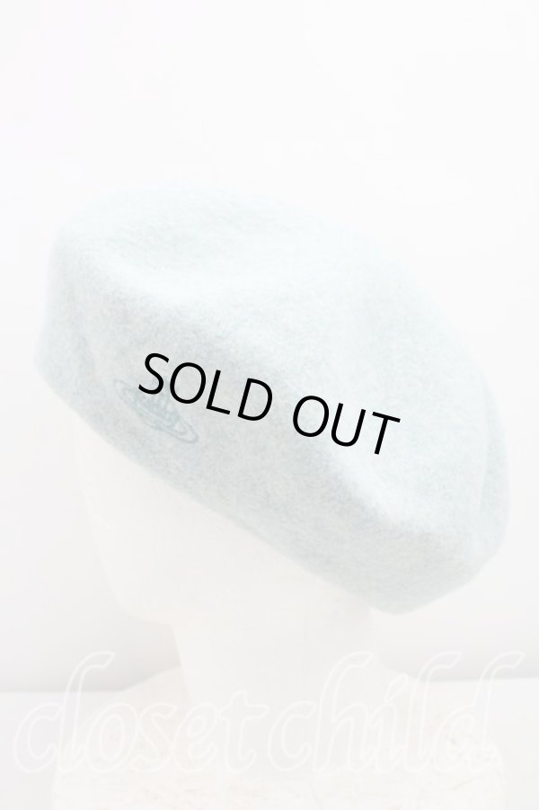 画像2: ヴィヴィアンウエストウッド 中古 / グラフティオーブ刺繍ベレー  青  H-26-02-15-090-ha-OD-ZH (2)