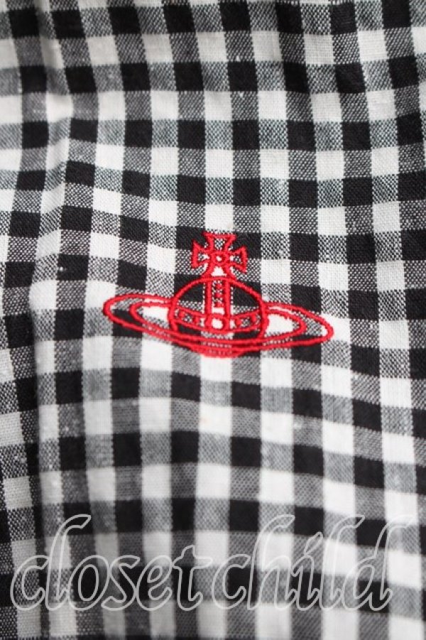 画像6: ヴィヴィアンウエストウッド 中古 / ギンガムブロッキングシャツワンピース 00（ワンサイズ） 黒ｘ茶  H-26-02-15-009-op-OD-ZH (6)