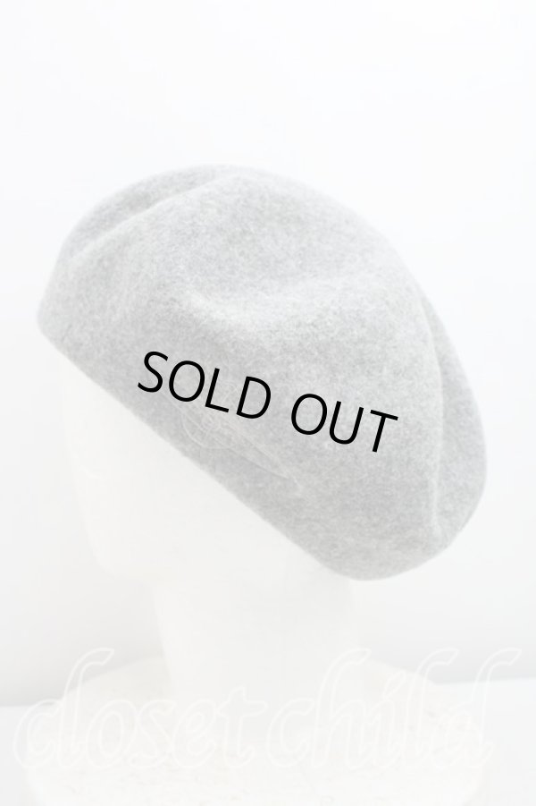 画像2: ヴィヴィアンウエストウッド 中古 / グラフティオーブ刺繍ベレー  灰  H-26-02-15-091-ha-OD-ZH (2)