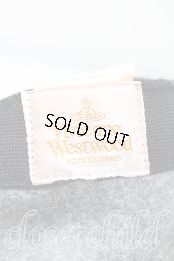 画像4: ヴィヴィアンウエストウッド 中古 / グラフティオーブ刺繍ベレー  灰  H-26-02-15-091-ha-OD-ZH (4)