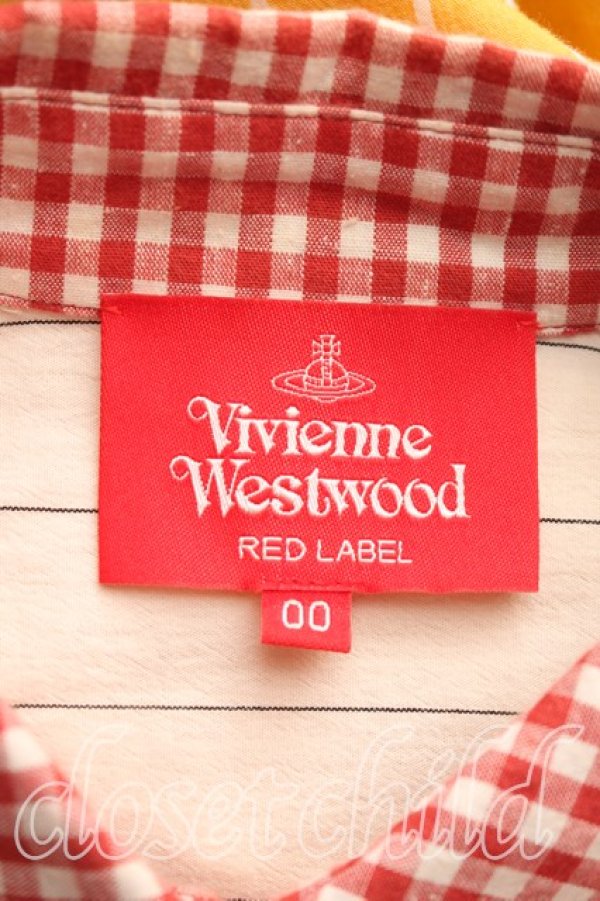 画像3: ヴィヴィアンウエストウッド 中古 / ギンガムブロッキングシャツワンピース 00（ワンサイズ） 赤ｘ黄色  H-26-02-15-010-op-OD-ZH (3)