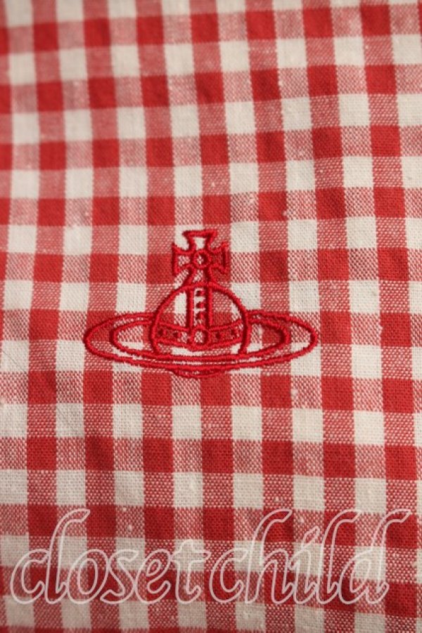画像6: ヴィヴィアンウエストウッド 中古 / ギンガムブロッキングシャツワンピース 00（ワンサイズ） 赤ｘ黄色  H-26-02-15-010-op-OD-ZH (6)
