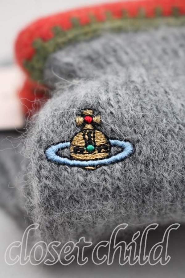 画像2: ヴィヴィアンウエストウッド 中古 / カラーオーブ刺繍手袋  灰  H-26-02-15-132-gd-OD-ZH (2)