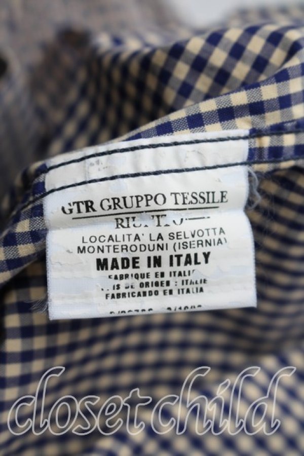 画像4: ANGLOMANIA 中古 / ギンガムチェック短剣ptシャツ 48（L相当） 紺  H-26-02-22-019-bl-OD-ZH (4)