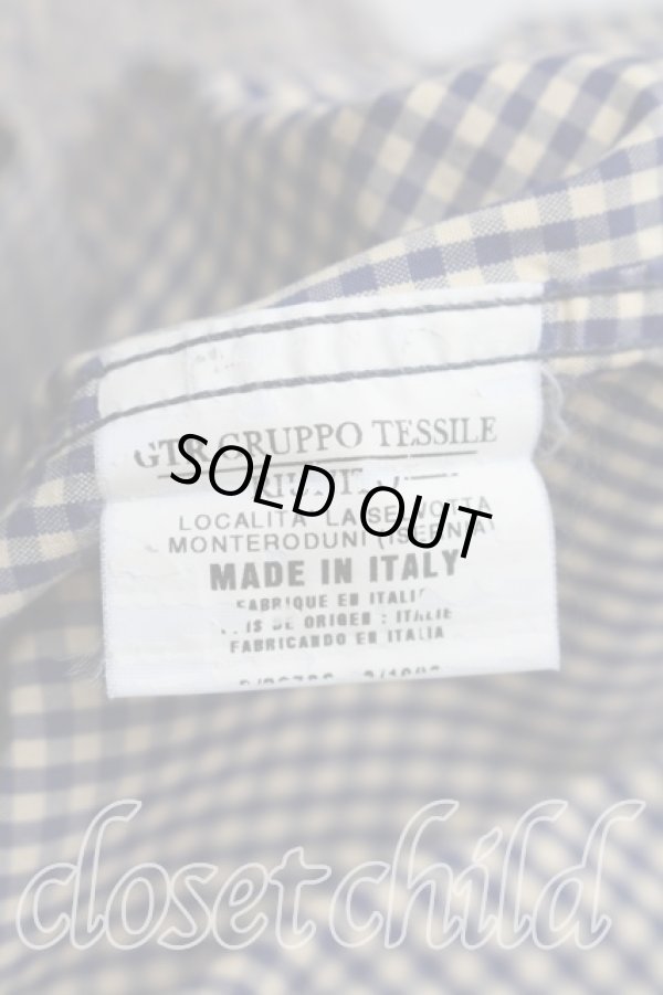 画像4: ANGLOMANIA 中古 / ギンガムチェック短剣ptシャツ 48（L相当） 紺  H-26-02-22-019-bl-OD-ZH (4)